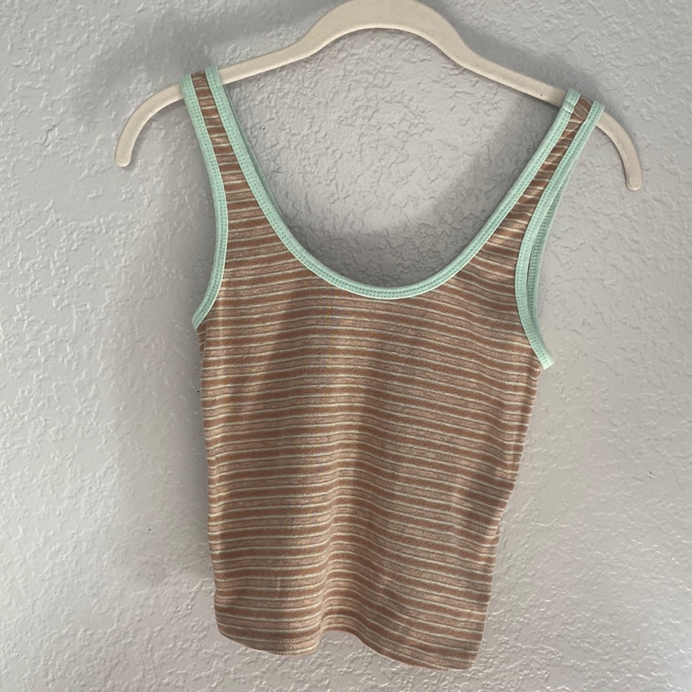 Pacsun Mint & Brown Striped Tanktop